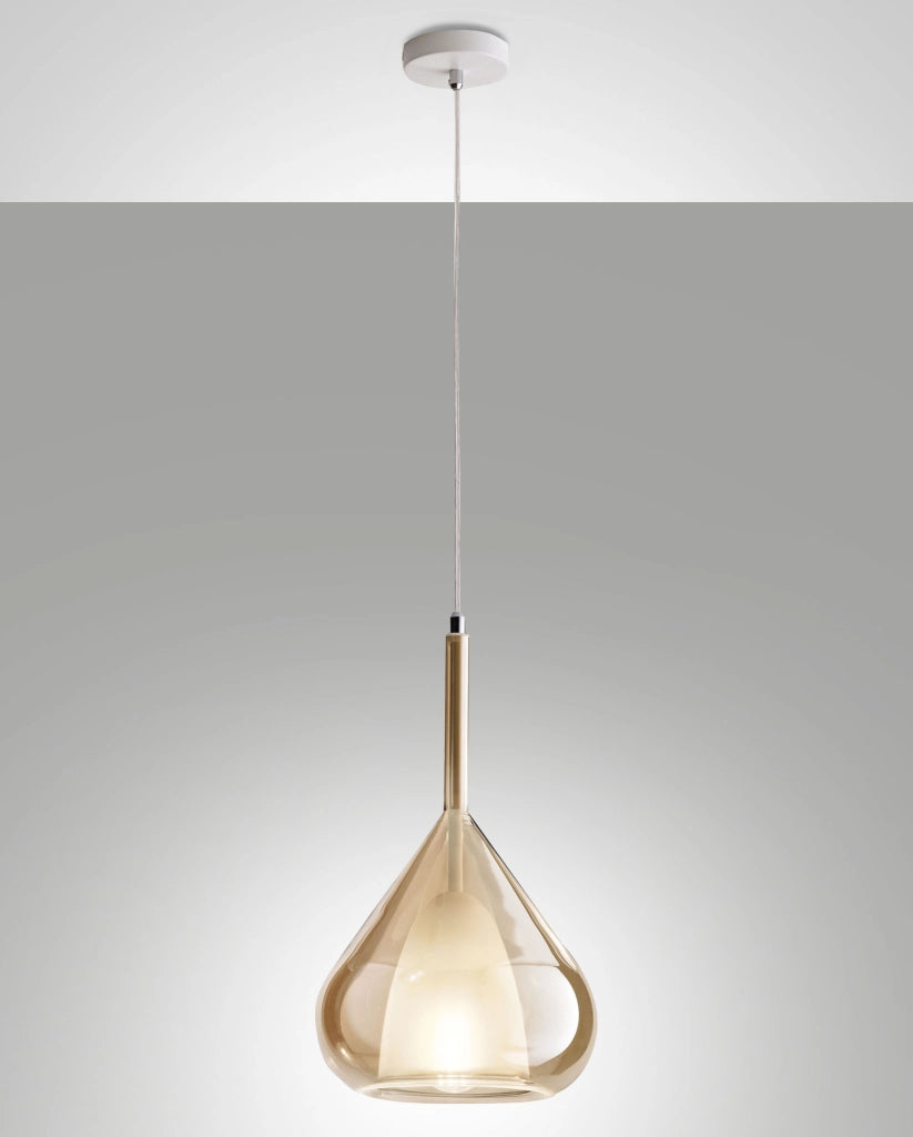 Lampada a Sospensione Lila Fabas Luce Vetro Ambra Ø250mm E27