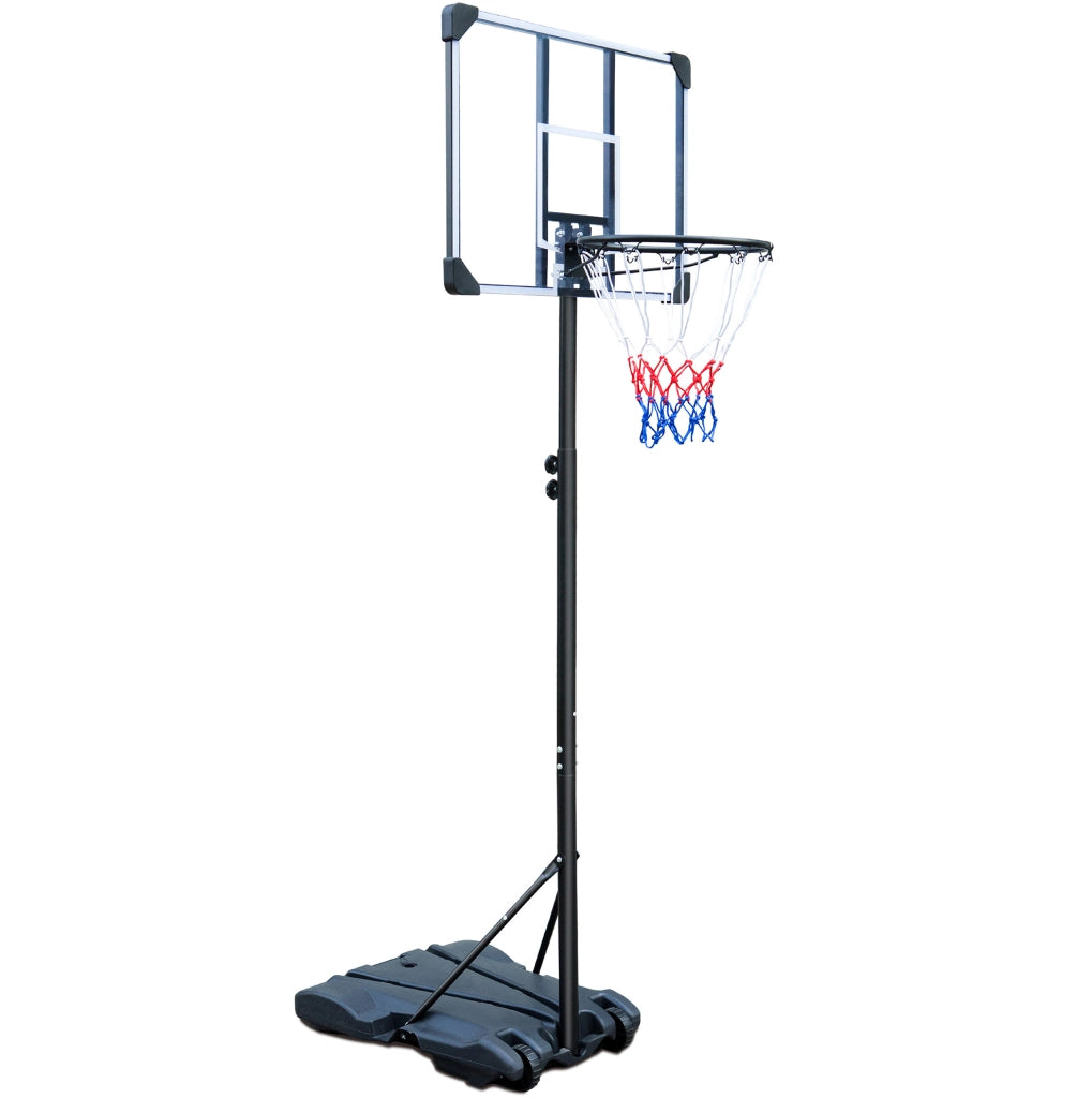 Canestro da basket portatile regolabile 164,59–213,36 cm nero con ruote