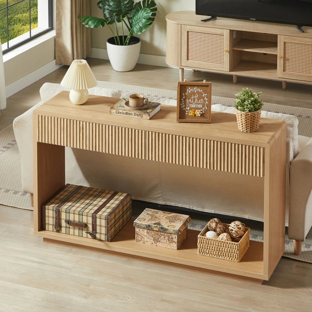 Consolle da ingresso 150 cm con 2 cassetti, finitura naturale