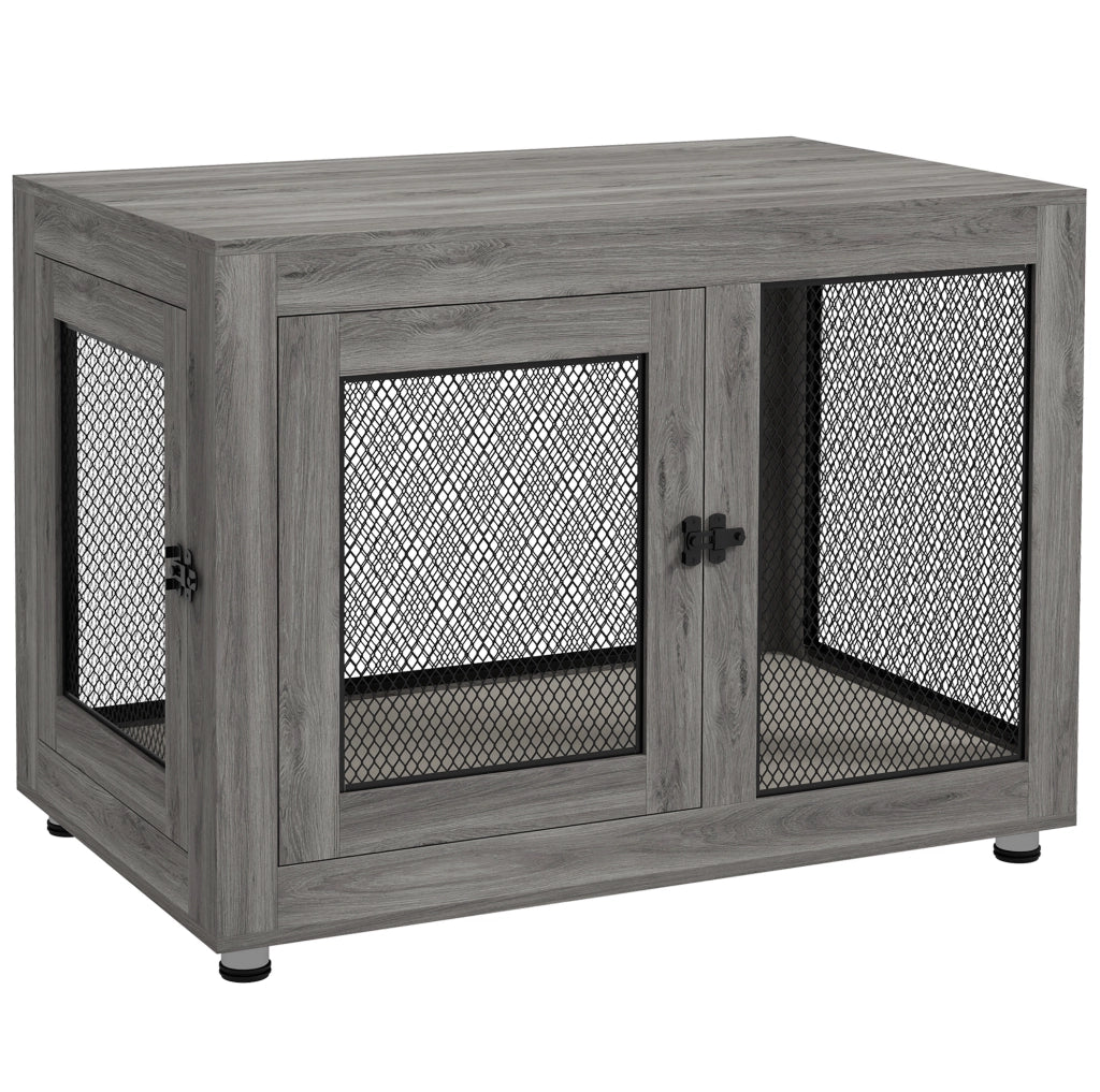Gabbia per cane da interno 94 x 60 x 71,5 cm grigio, 2 porte, cuscino lavabile