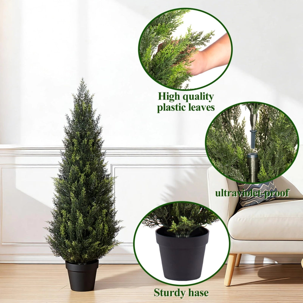Bonsai artificiale in cedro, altezza 90 cm, resistente ai raggi UV, confezione da 2 pezzi