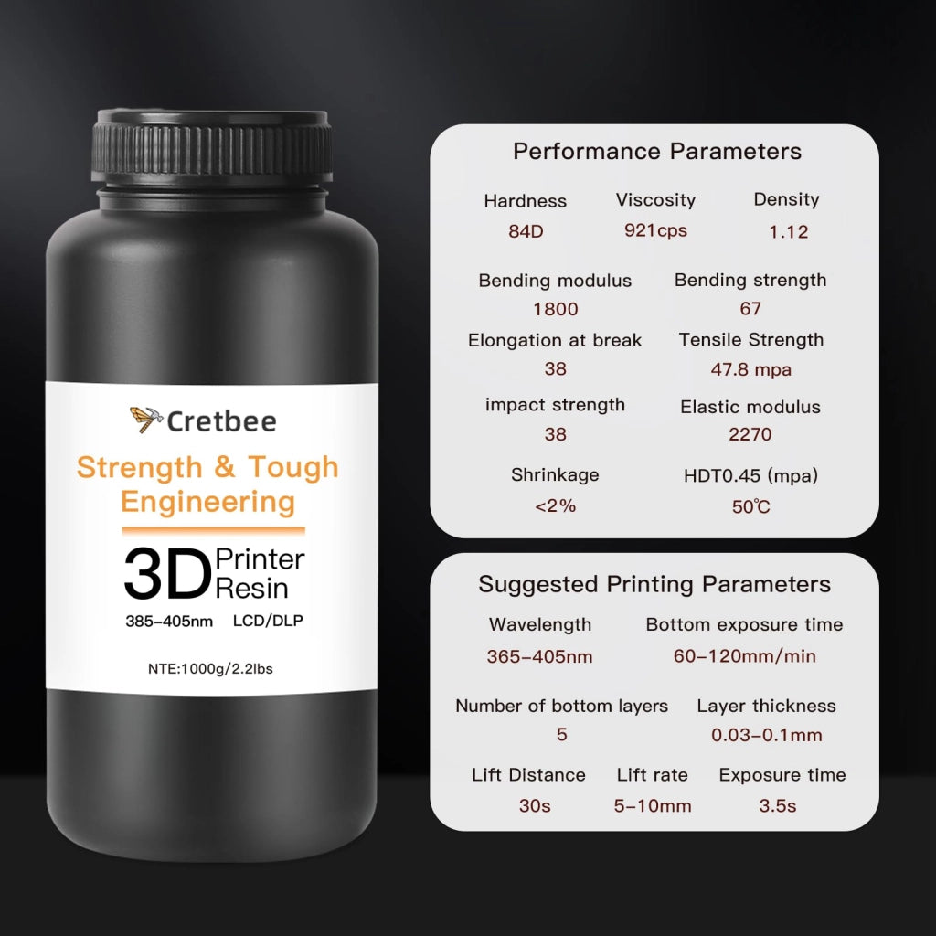 Resina per stampa 3D, resistente, grigio scuro, 1 kg, adatta per componenti funzionali