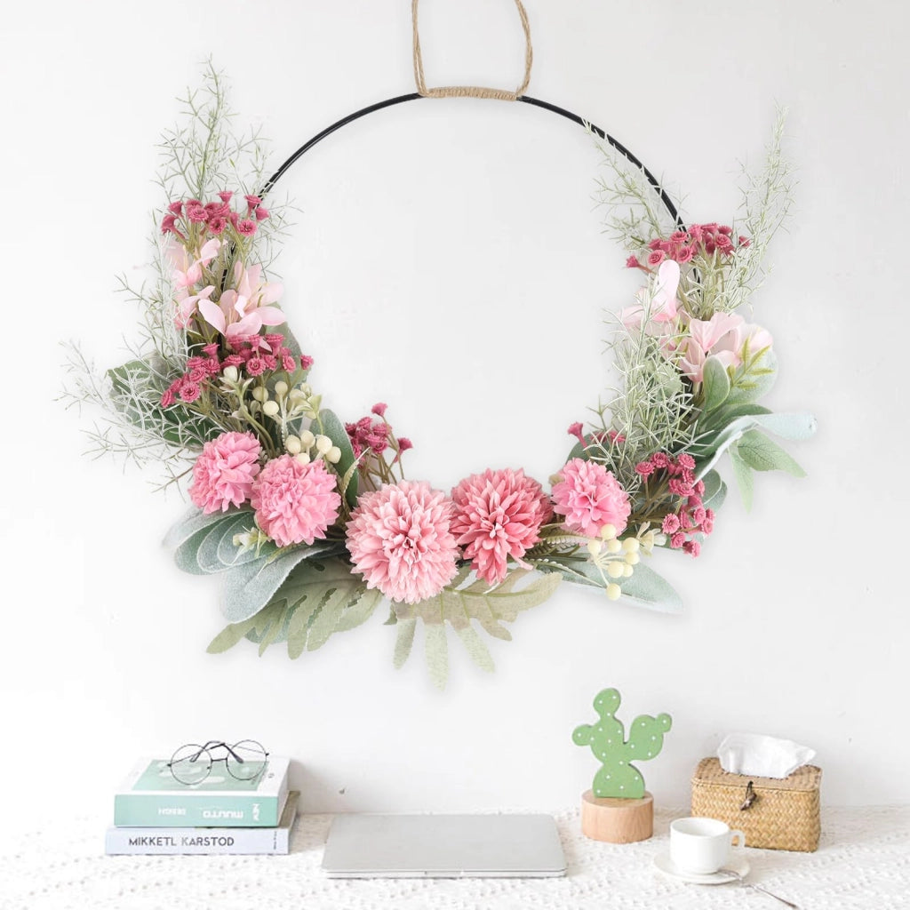artificiale in legno, diametro 41 cm, con orchidee – decorazione per tutto l'anno