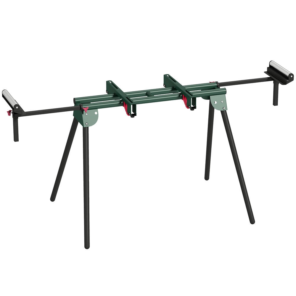 Supporto per Troncatrice Pieghevole con Bracci Regolabili, Banco da Lavoro Officina, Altezza Regolabile, Capacità 150 kg, Verde