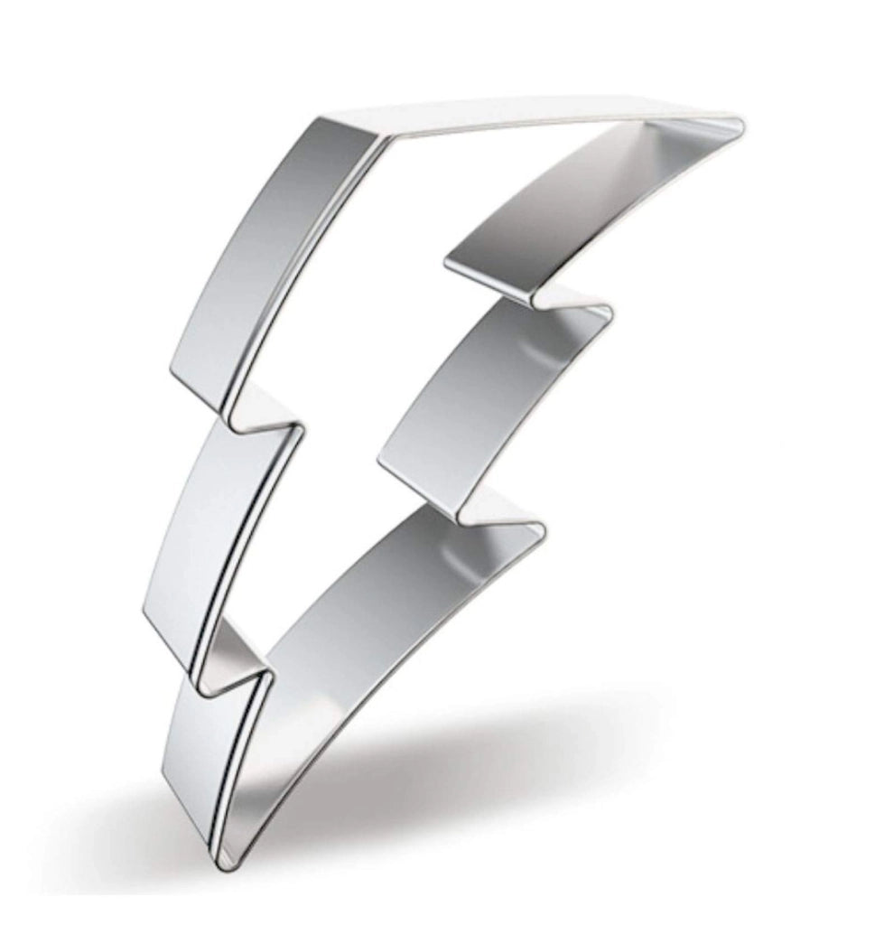 Stampino per biscotti a forma di fulmine, in acciaio inossidabile, dimensioni 7,7x6,1x1,7 cm, colore argento