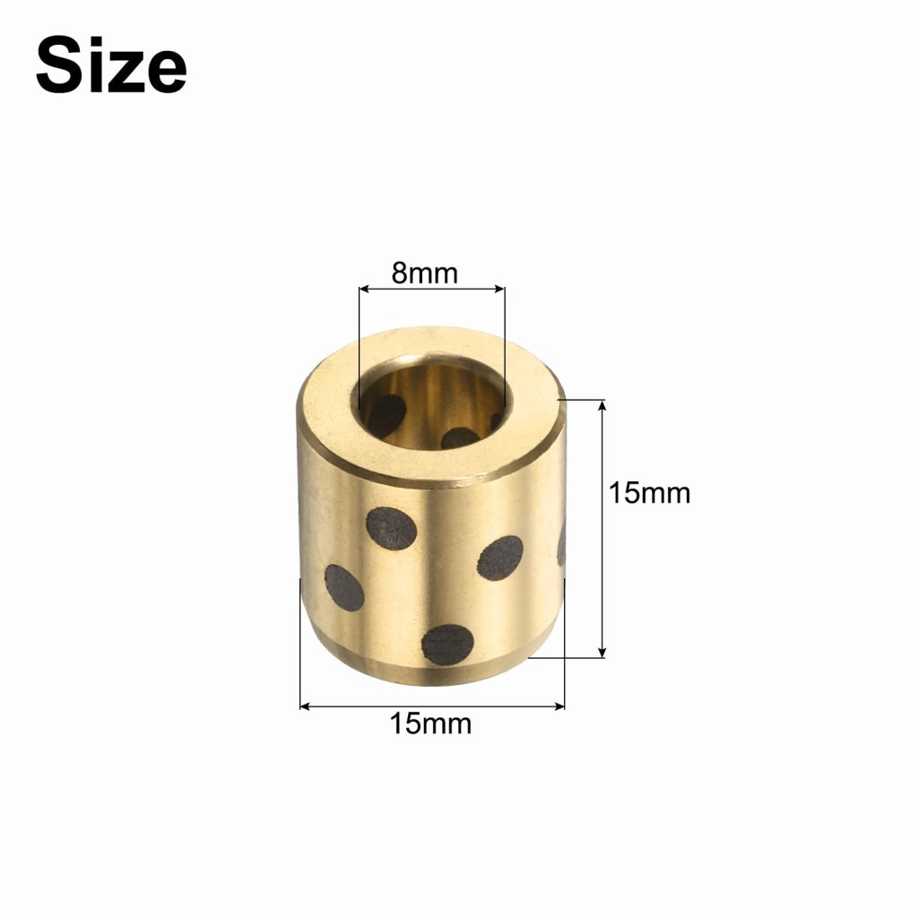 3 boccole di scorrimento, 8x15x15 mm, boccole in ottone e grafite, adatte all'uso senza lubrificante