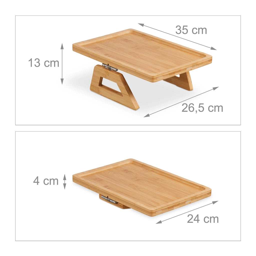 Tavolino pieghevole per bracciolo, in bambù, dimensioni 35 x 26,5 cm