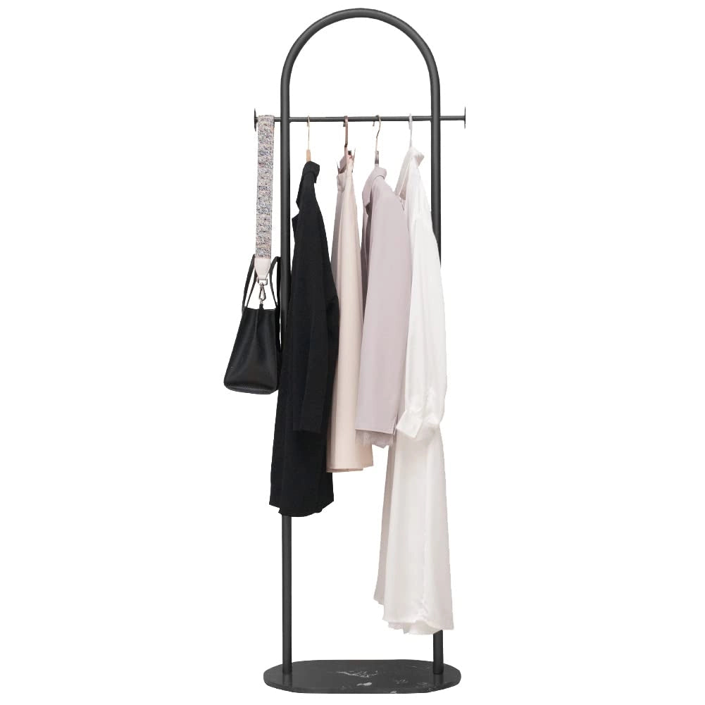 Appendiabiti dorato con base in marmo e struttura in metallo, altezza 170 cm