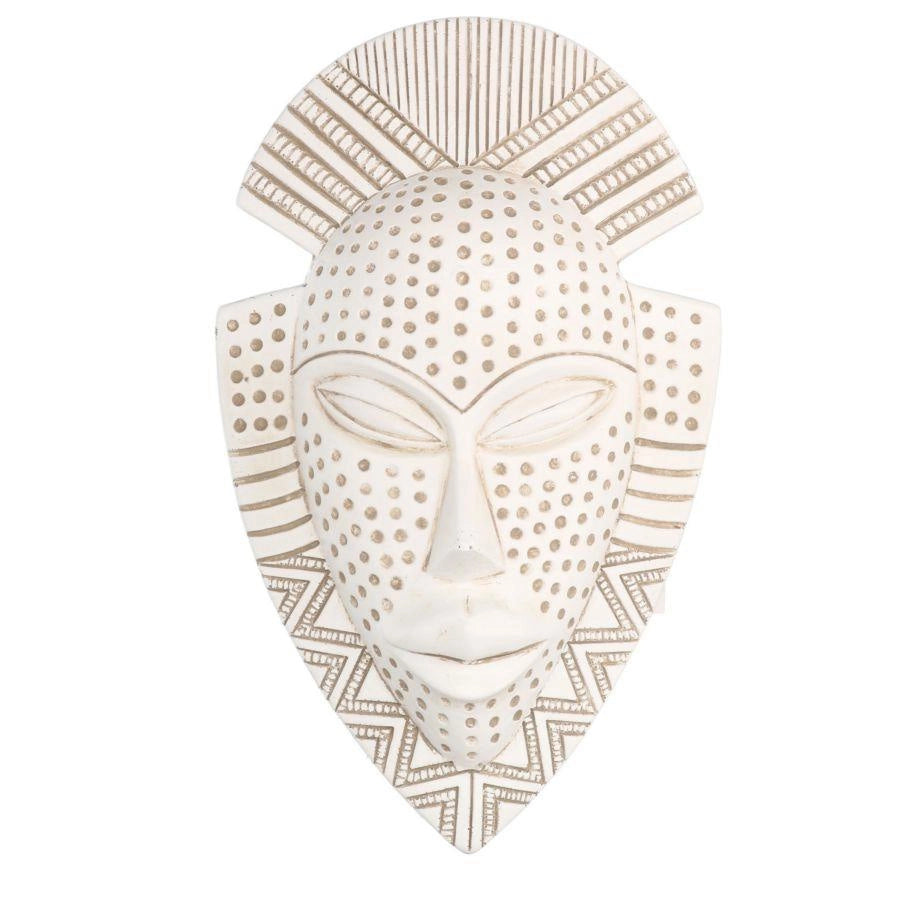 Maschera resina bianco donna africana cm 15x25x7
