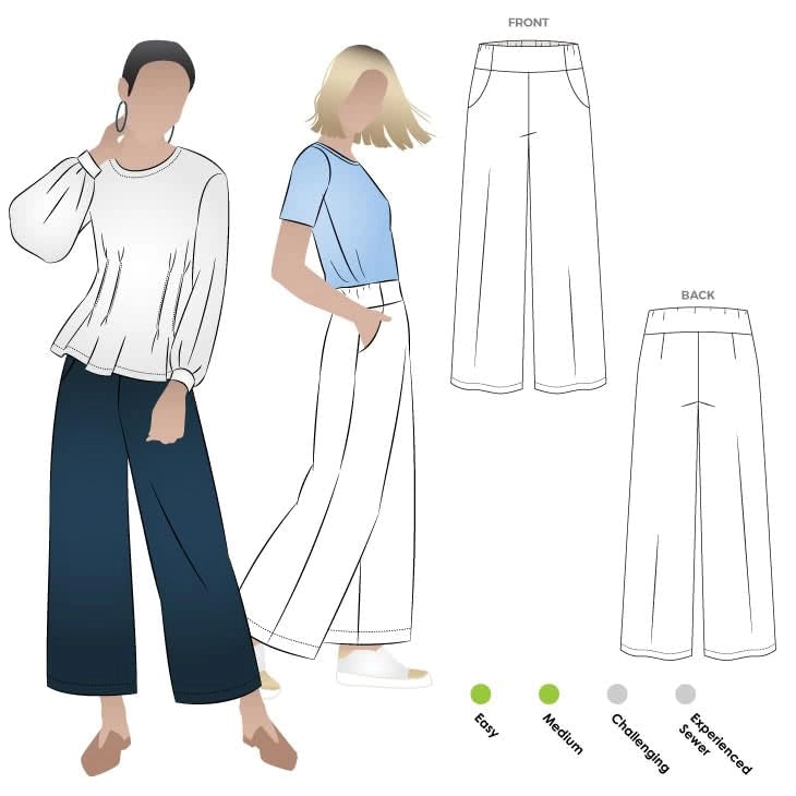 Cartamodello per pantalone da donna – Fifi con gamba larga (taglie 10-22)