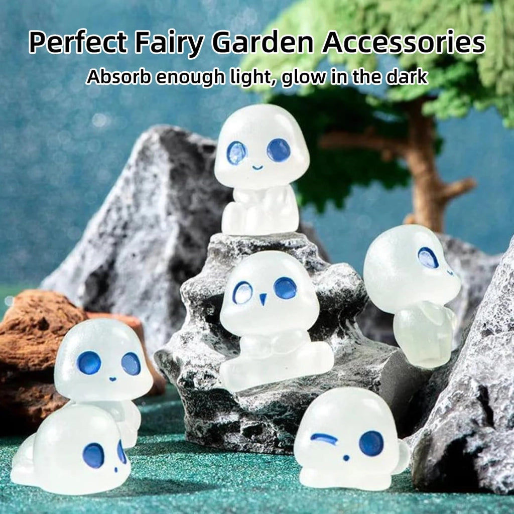 20 miniature figure di elfi da giardino che si illuminano al buio, realizzate in resina