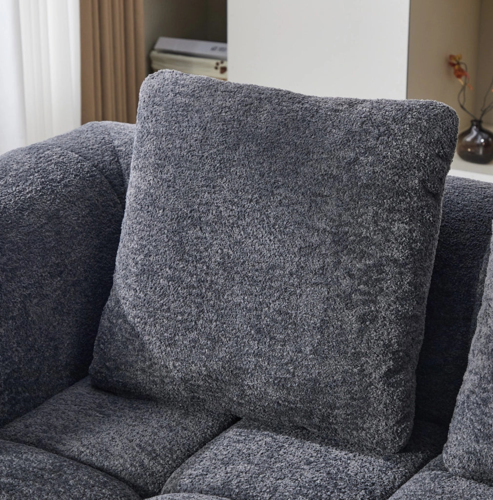DIVANO modulare 260x95,5x70 cm in velluto grigio scuro, set da 2 pezzi