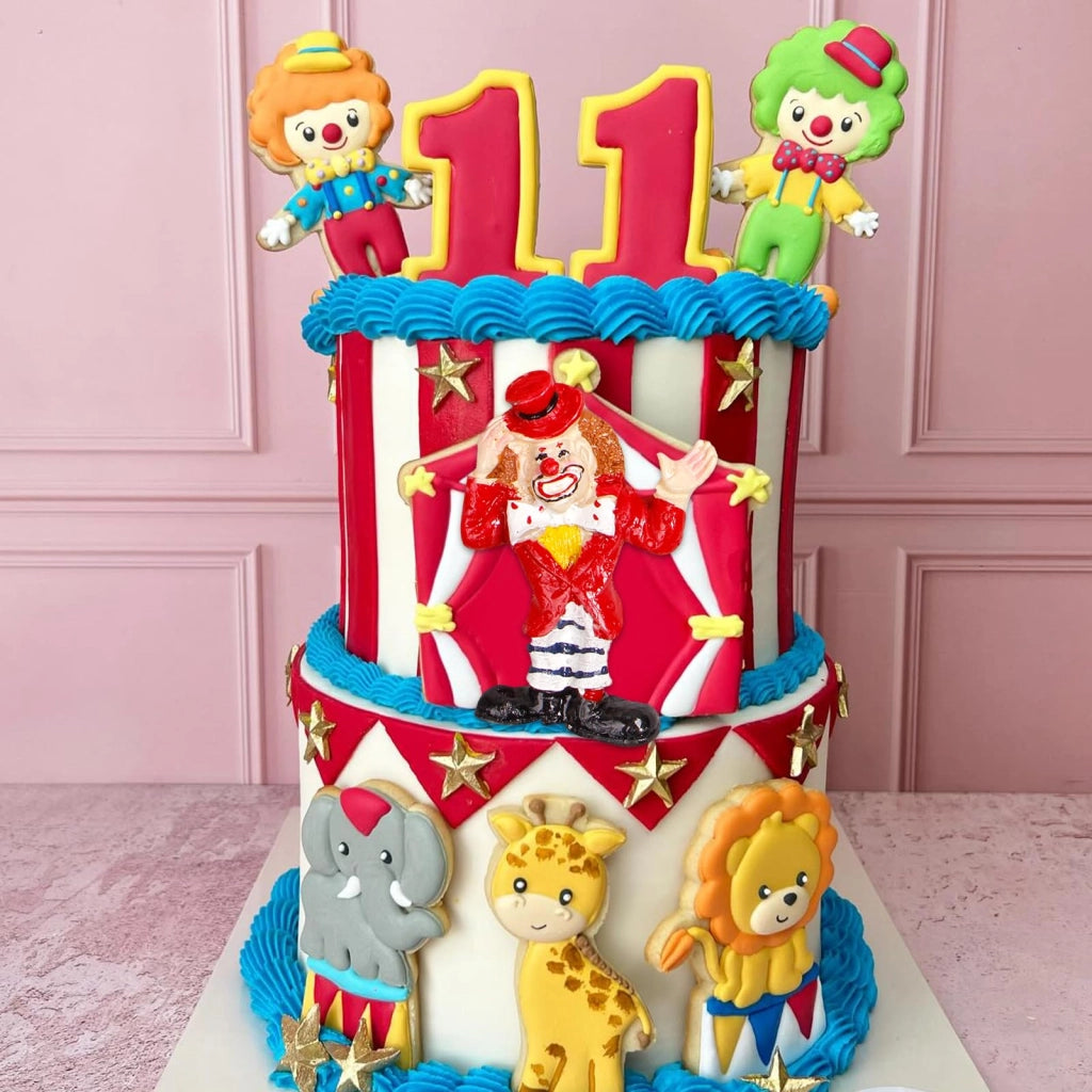 Stampi in silicone a tema circo: clown, stella. Set da 3 pezzi, ideali per decorare torte e dolci con fondant