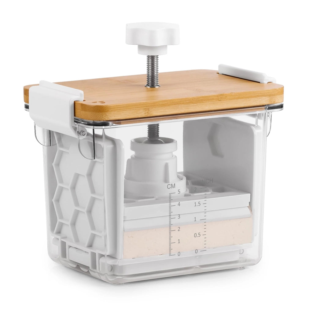 Tofupresse, adatta al lavaggio in lavastoviglie, capacità 1 litro, dimensioni 7x7 cm, realizzata in plastica, colore bianco