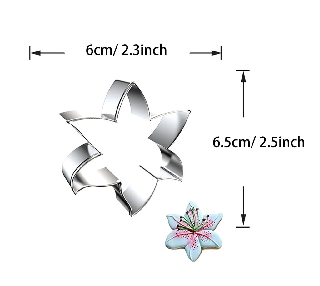 Stampini per biscotti a forma di fiori, in acciaio inossidabile, 6,5 cm, color argento