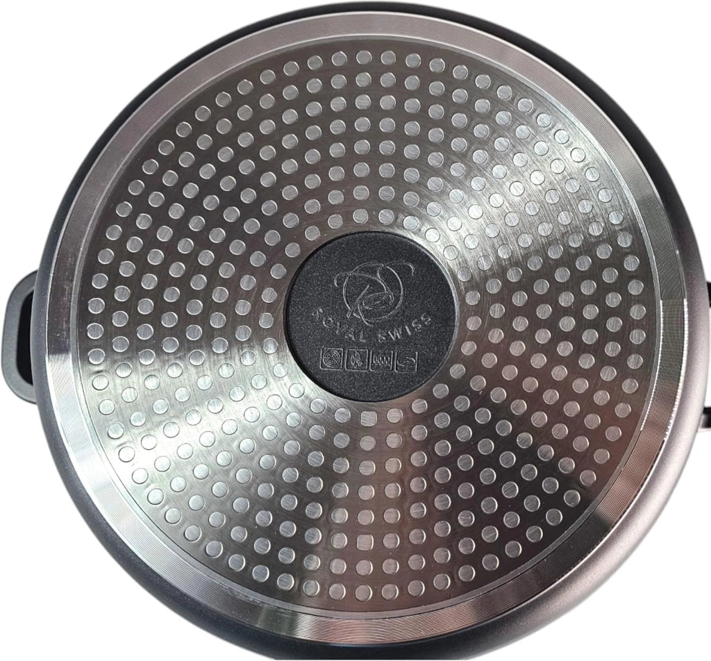 Pentola da cucina Kochtopf, diametro 32 cm, capacità 9,5 litri, con rivestimento in marmo e coperchio in vetro