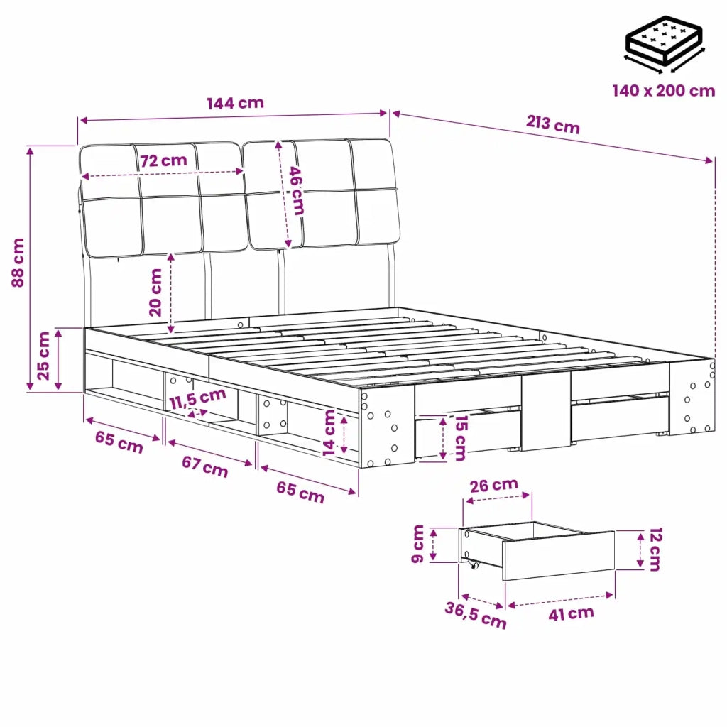 Letto matrimoniale con testiera Bianco e Grigio Chiaro 3440510