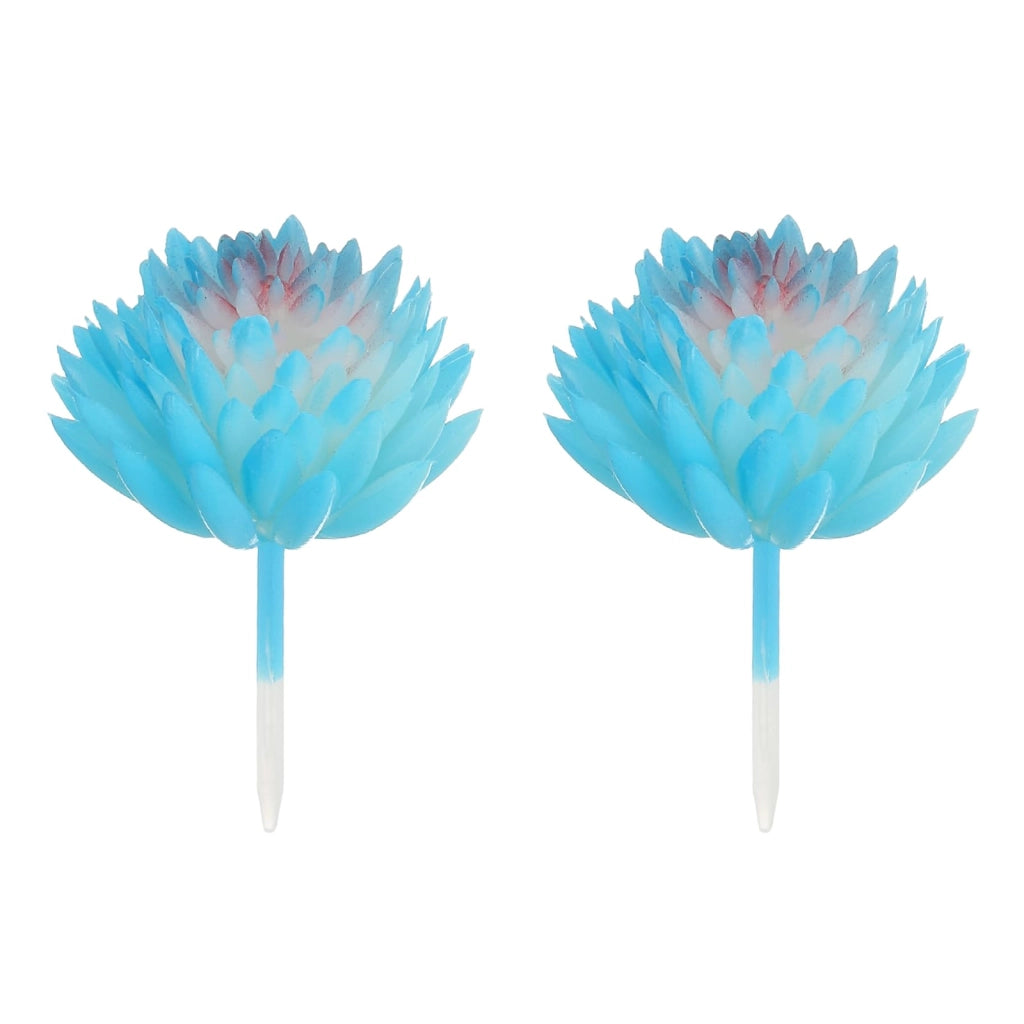 Set di 2 piante grasse artificiali, colore azzurro chiaro, 6 cm, in PVC