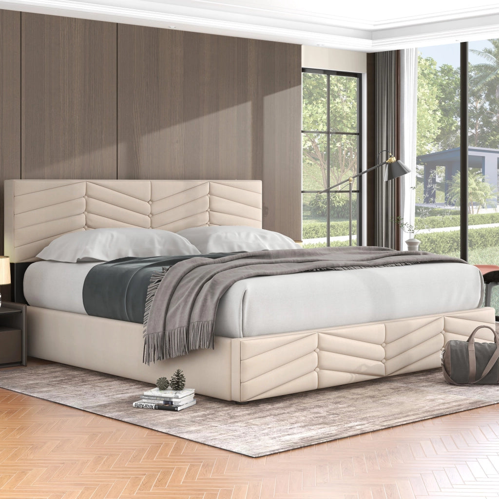 Letto imbottito 160 ¡Á 200 cm con contenitore idraulico; testiera regolabile; velluto grigio a righe e bottoni
