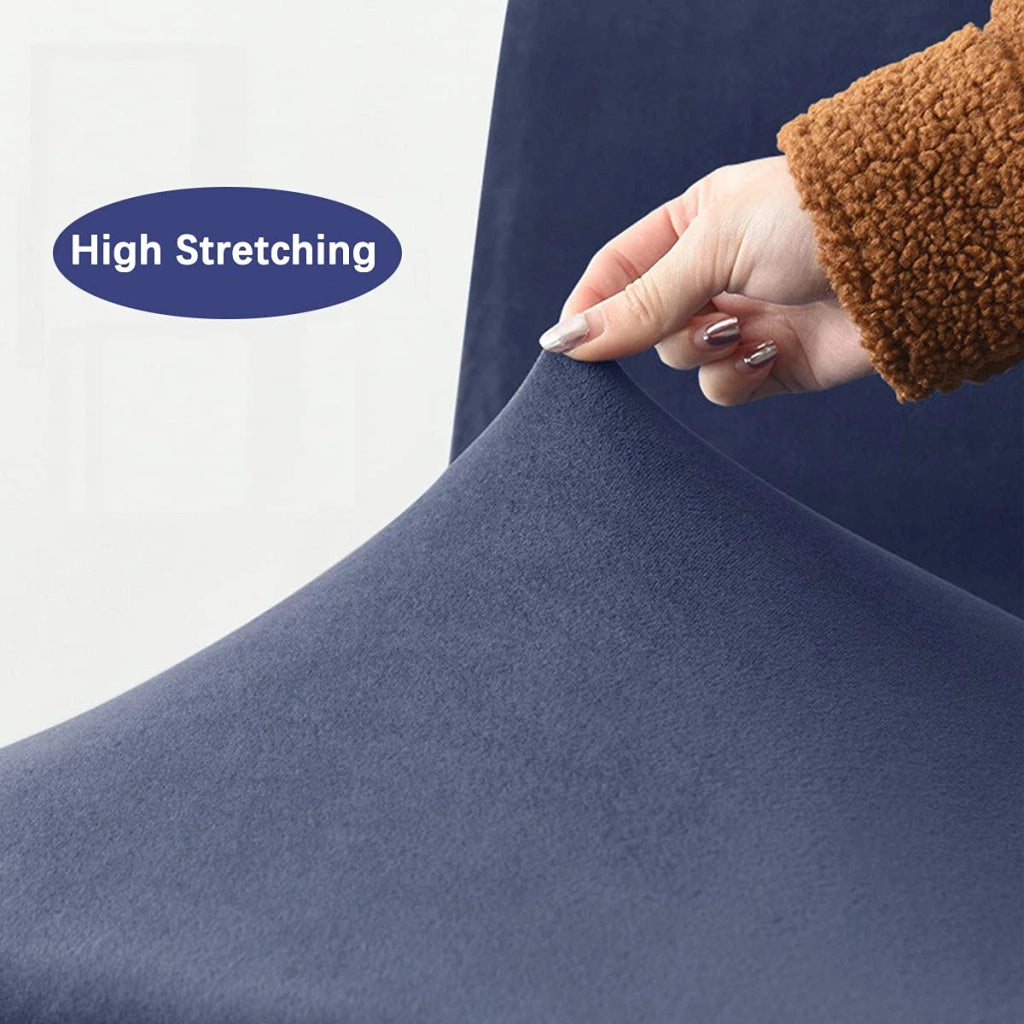 Coprisedie per sgabelli, set da 6, in velluto, antiscivolo, blu navy, elasticizzati, con tessuto elasticizzato