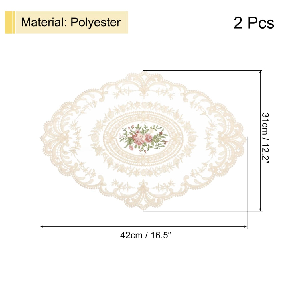 Set da 2 tovagliette ovali, colore beige, dimensioni 30x40 cm
