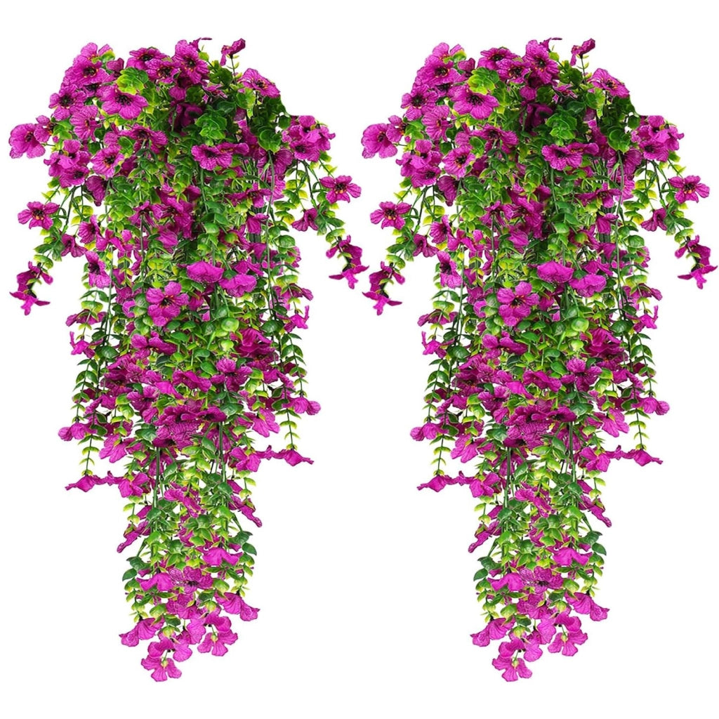 Piante rampicanti artificiali, confezione da 4 pezzi, resistenti ai raggi UV, lunghezza 76 cm, colore viola