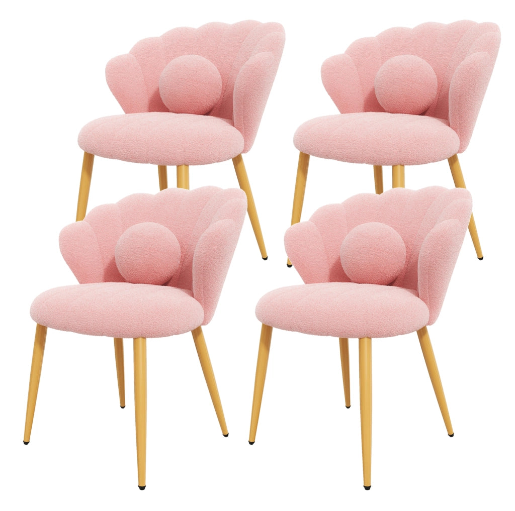 Set di 4 sedie da pranzo 60x62,5x83 cm in tessuto rosa con schienale a conchiglia