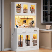 Credenza da cucina con 6 ante; 2 cassetti e LED controllati da app; bianca