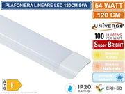 PLAFONIERA LINEARE LED UNIVERSO ALTA LUMINOSITA' 5400 LUMEN 120CM 54W IP20 - Colore Luce:Bianco Caldo