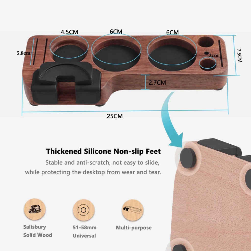 Base in legno per pressare il caffè, compatibile con accessori per espresso da 51-58 mm, adatta a diverse macchine