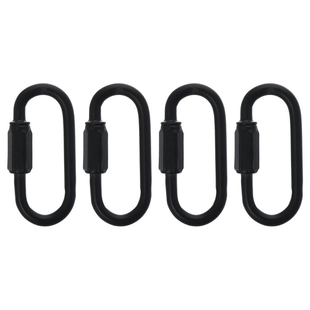 4 pezzi di moschettoni per catene, clip di collegamento nere, connettori per catene, clip ovali spesse con chiusura a vite Quick-Link