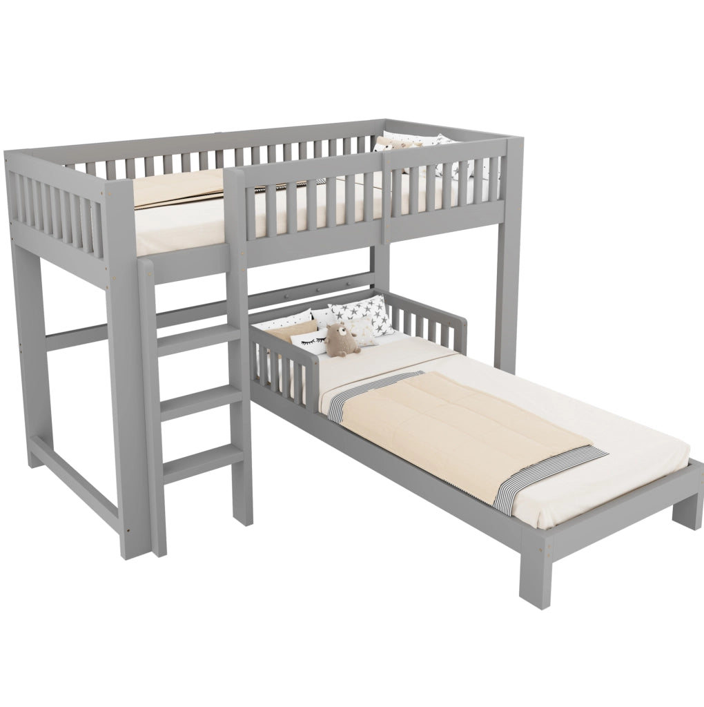 Set di due letti modulari per bambini 90 x 200 cm grigio