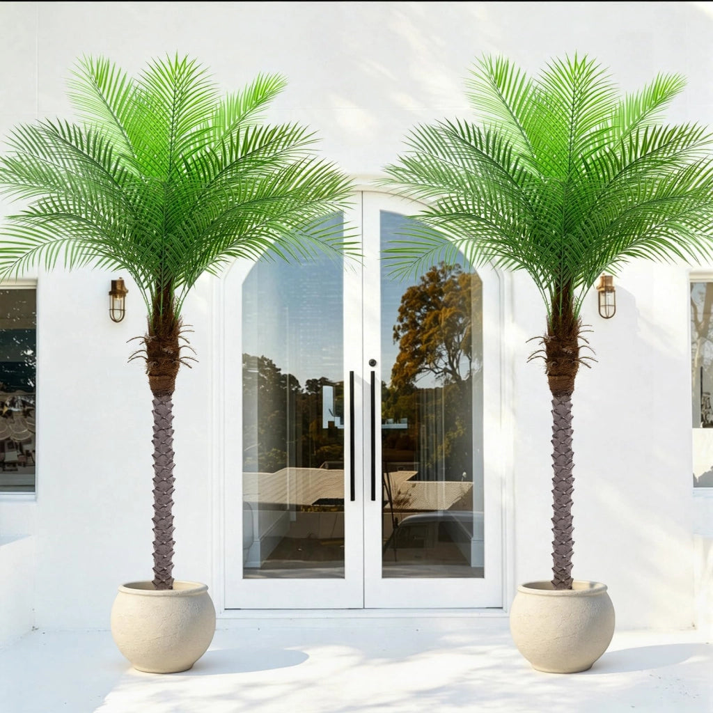 Palma di Phoenix artificiale, altezza 2,1 metri, set da 2, colore verde, materiale: plastica