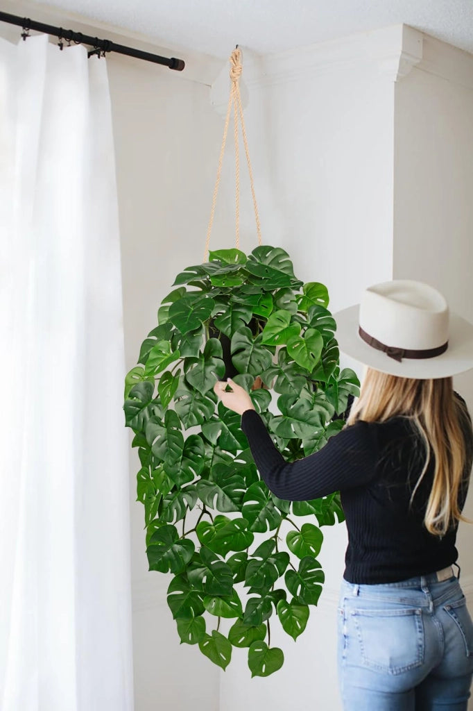 Pianta artificiale Monstera, da appendere, 20 cm, verde, in vaso
