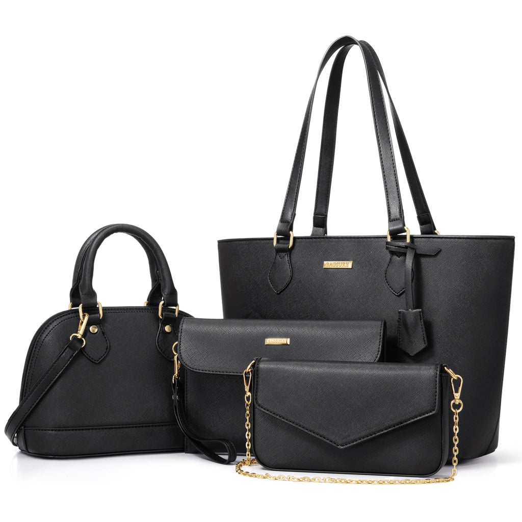 Set 4 borse da donna in similpelle PU nere