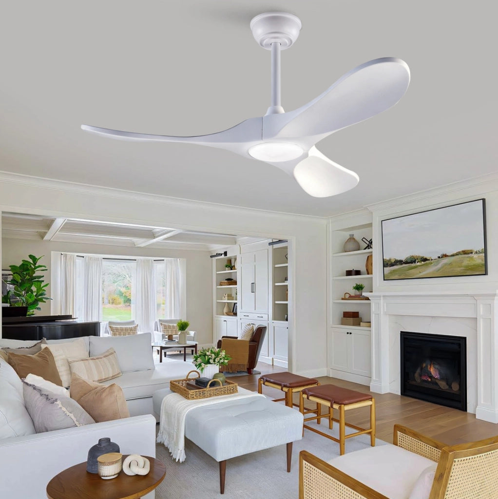 Ventilatore da soffitto 52 pollici bianco con luce LED e telecomando