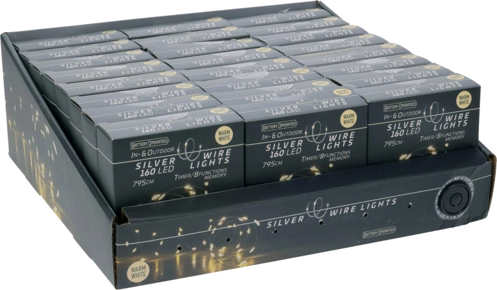 Catena luminosa con 160 LED a luce calda, lunghezza 795 cm