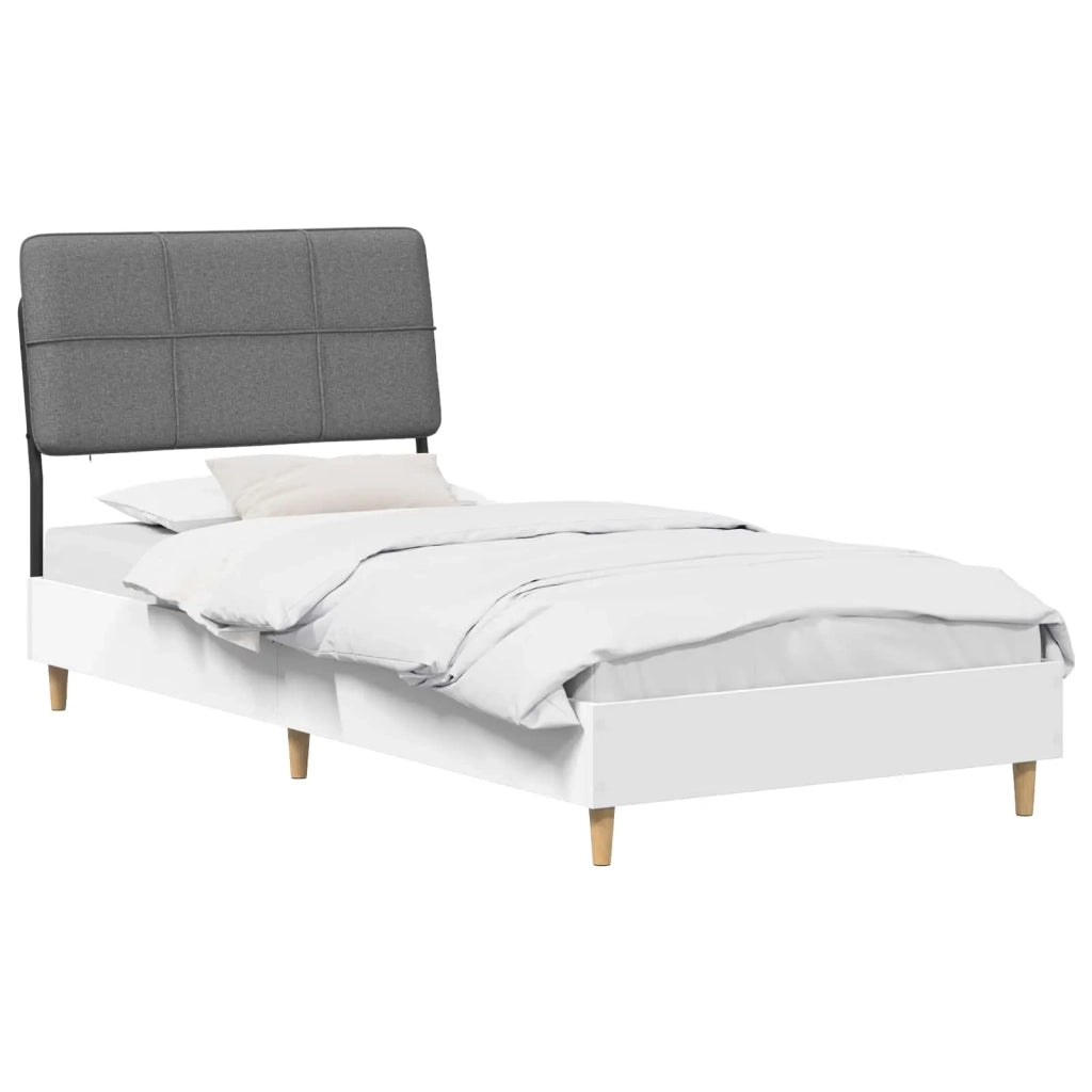 Letto singolo con testiera Bianco e Grigio Chiaro 80 x 200 cm 8003469