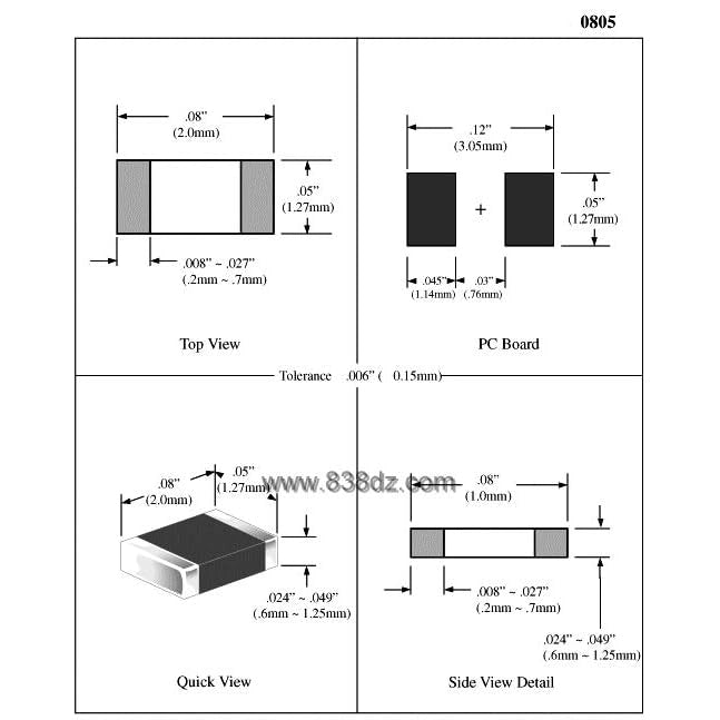 100 resistenze SMD 0805, tolleranza 1%, valore 1,33 kΩ