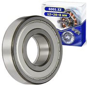 Cuscinetto a sfera 6001 ZZ, dimensioni 12x28x8 mm, acciaio cromato