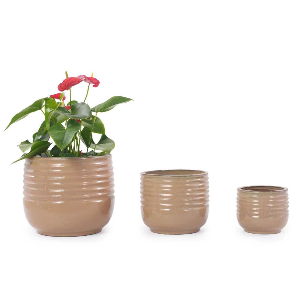 Vaso in ceramica artigianale marrone chiaro Ø 20 cm