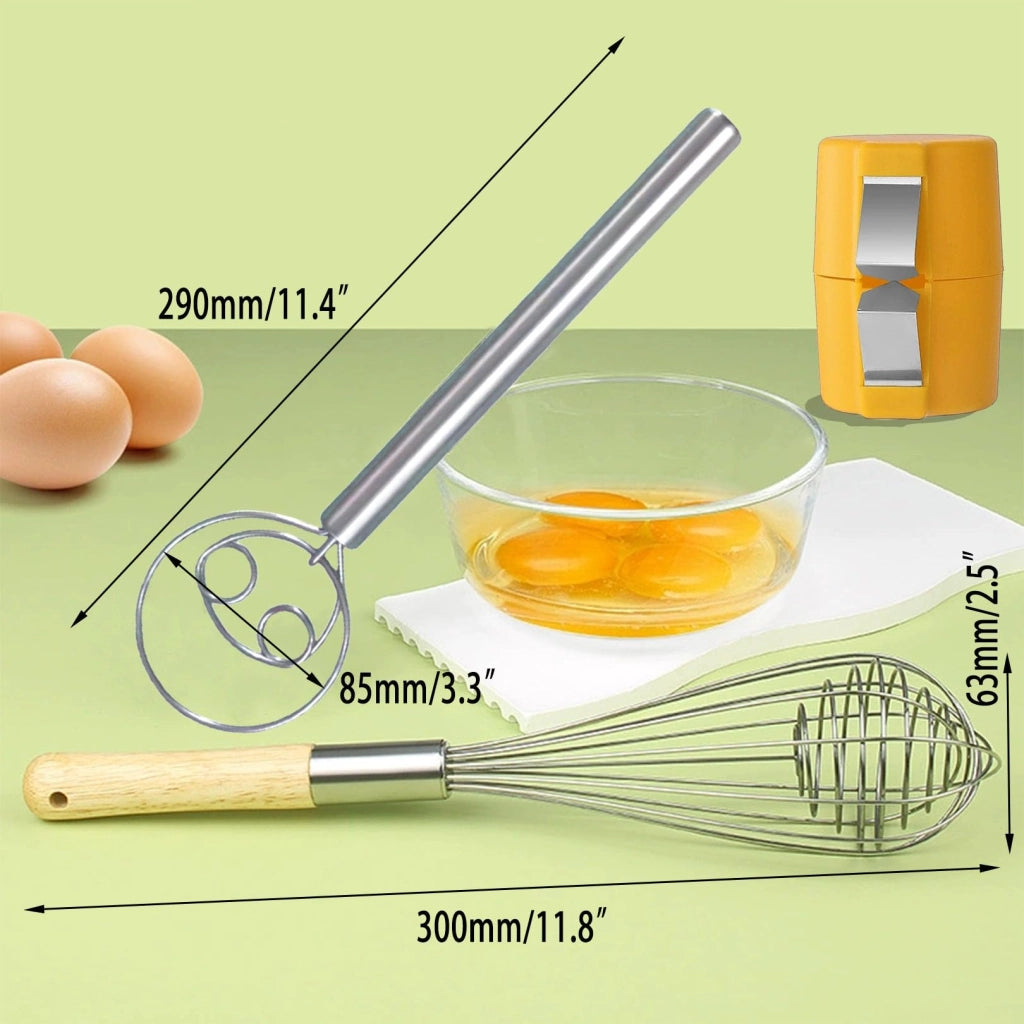 Set di fruste da cucina, 2 pezzi, in acciaio inossidabile, 30 cm + frusta per impasti