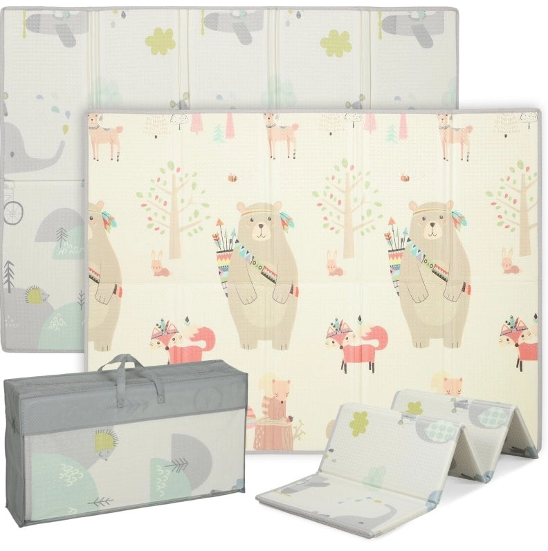 Tappeto gioco pieghevole con animali, 200 x 150 cm, multicolore