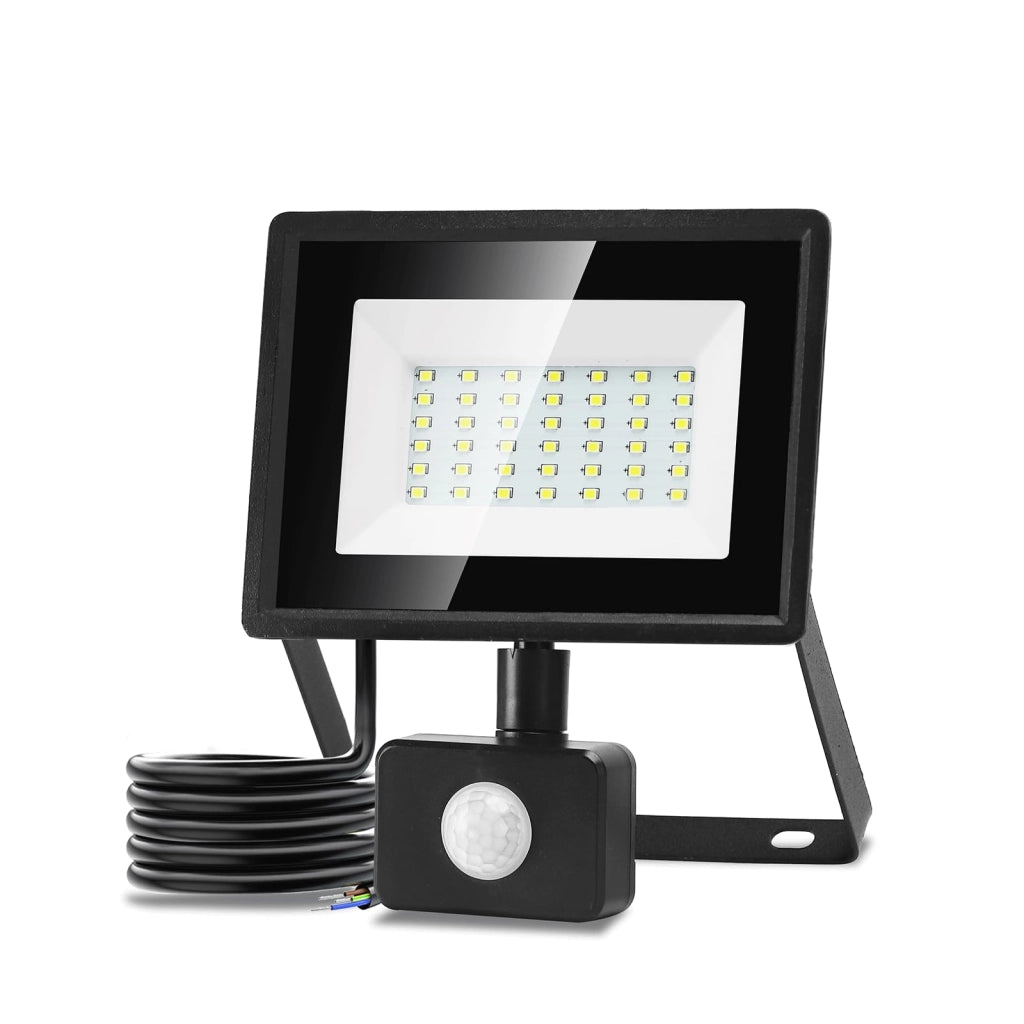 Fareto a LED con sensore di movimento, 30 W, colore nero, realizzato in pressofusione