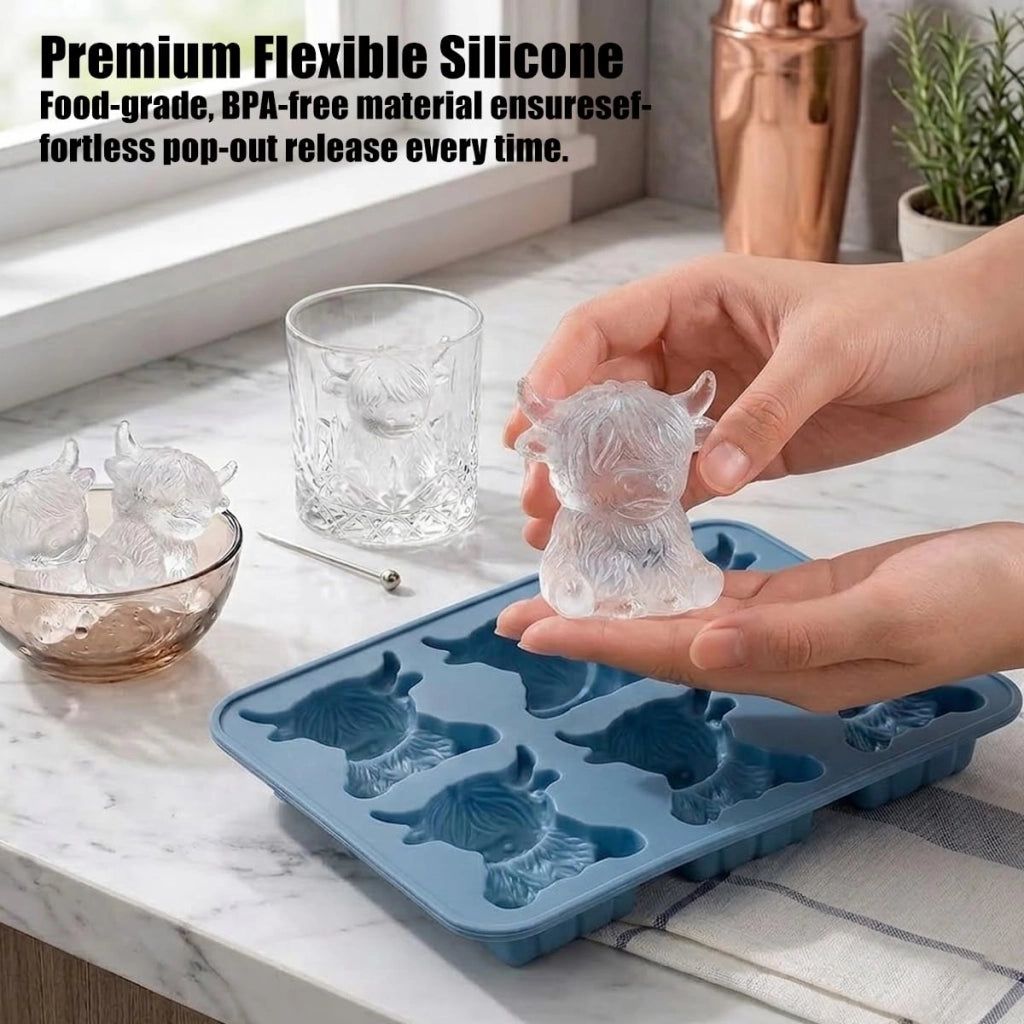 Stampo in silicone a forma di mucca 3D, set da 2, flessibile e riutilizzabile
