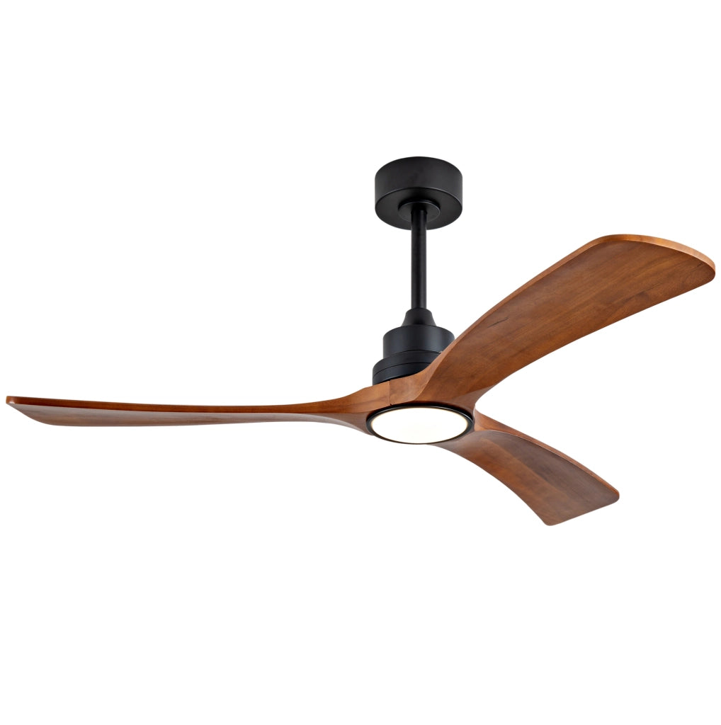 Ventilatore da soffitto con luce, 3 pale in legno, nero e noce scuro