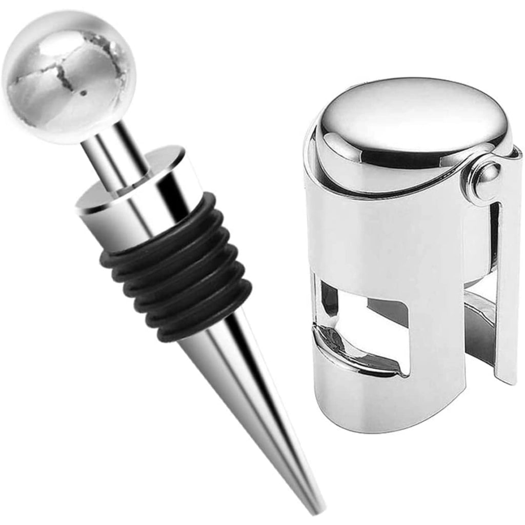 Set di cavatappi – 2 pezzi, per vino e champagne, in acciaio inossidabile