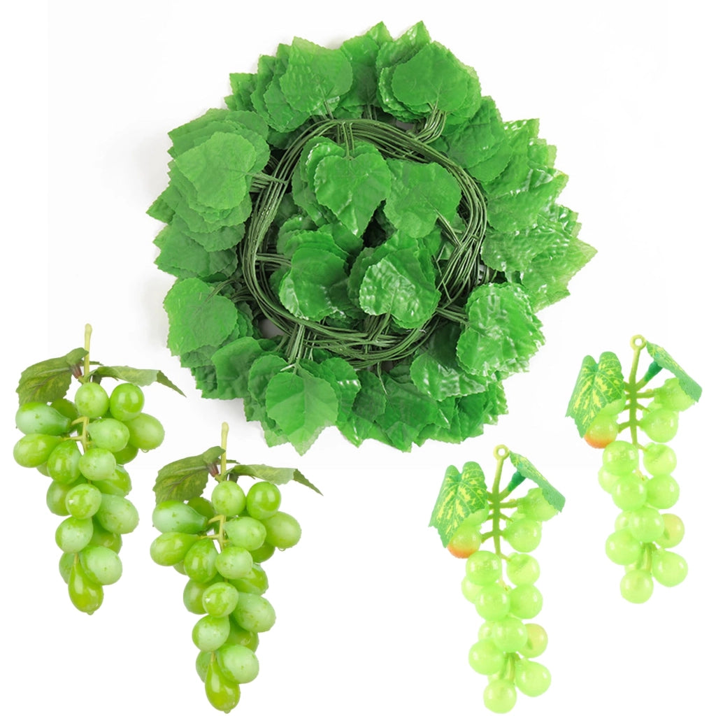 Uva artificiale, 12 pezzi, verde, lunghezza 2,3 metri, realizzata in plastica