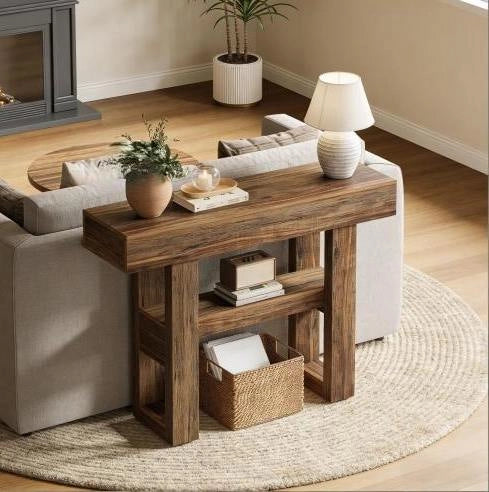 Consolle 105x30x80 cm in MDF marrone stile farmhouse per ingresso e piccoli spazi