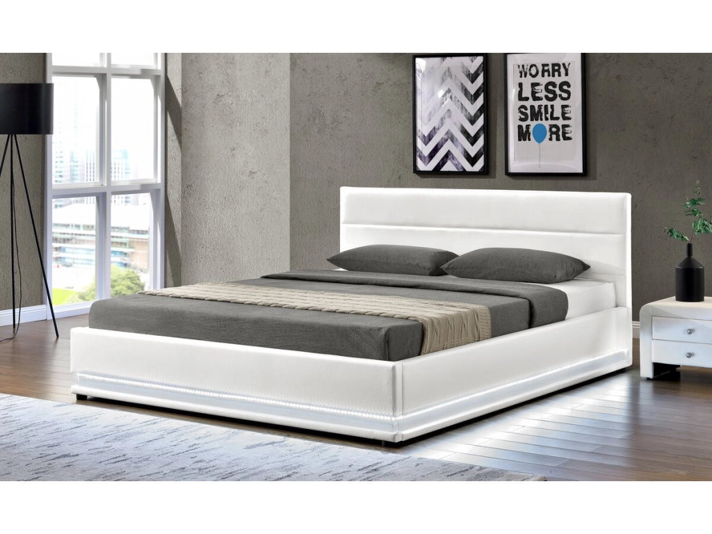 Letto LED con contenitore "Anastasia" - 160 x 200 cm - Bianco